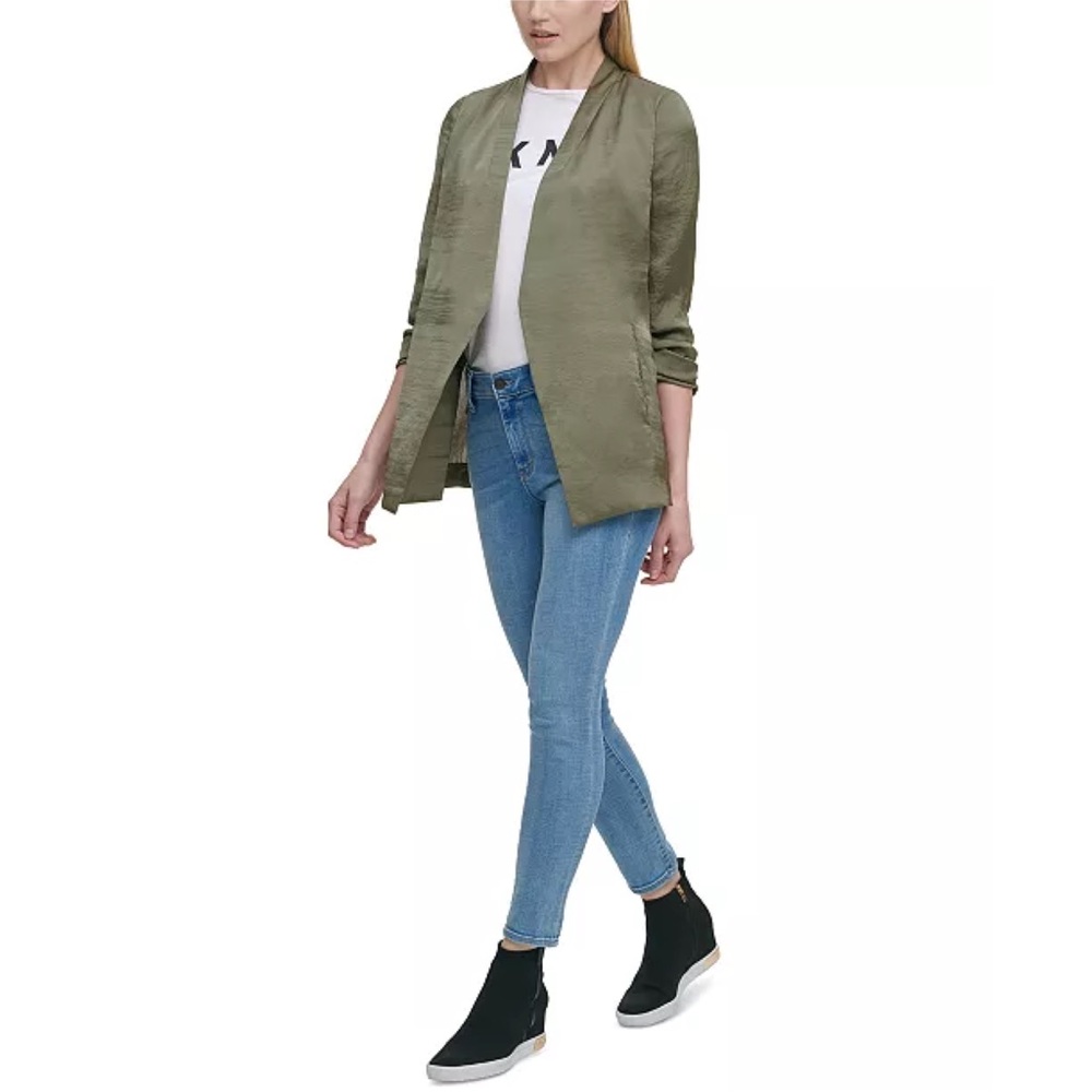 DKNY SCRUNCH - SLEEVE COLLARLESS BLAZER BRAND NEW - Picture 2 of 9
